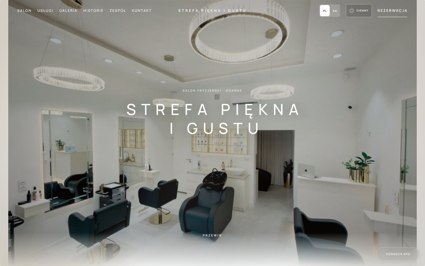 Webseite von Strefa Piękna i Gustu, Hero-Bereich
